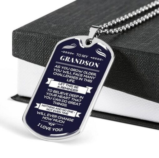 Family Dog Tag Necklace silver gold To My Grandson You Can Do Great Things, Dog Tag Necklace, Gift, From Grandma