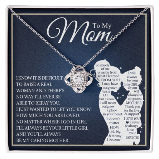 To My Mom Necklace - Your Little Girl - Gift From Daughter - Love Knot Necklace