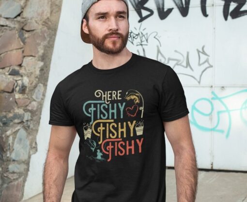 Fishing Fathers Day Shirt - Here fishy Fishy funny Fathers day Tshirt - Best fisherman Father's day gift shirt