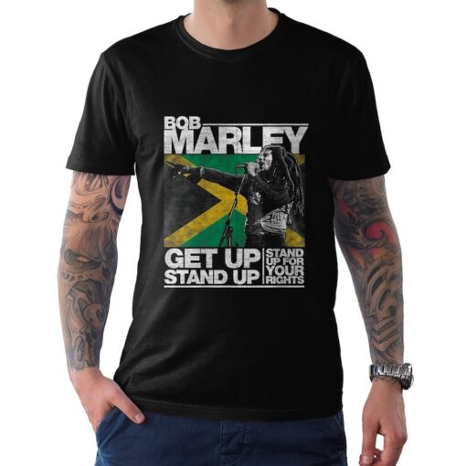 Bob Marley Get Up Stand Up T-Shirt , Men's Women's Sizes , 100% Cotton Tee (blc-154)