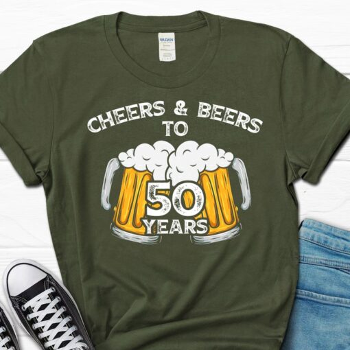 Cheers and Beers To 50 Years Shirt, 50th Birthday Vintage Shirt, 50 Birthday Gift for Men