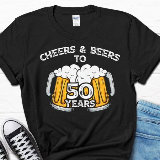 Cheers and Beers To 50 Years Shirt, 50th Birthday Vintage Shirt, 50 Birthday Gift for Men