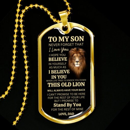 Dog Tag Necklace for Son, Gift from Dad to Son for Birthday Graduation Christmas, Custom Message Dog Tag for Him