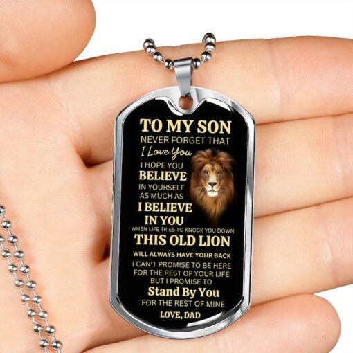 Dog Tag Necklace for Son, Gift from Dad to Son for Birthday Graduation Christmas, Custom Message Dog Tag for Him