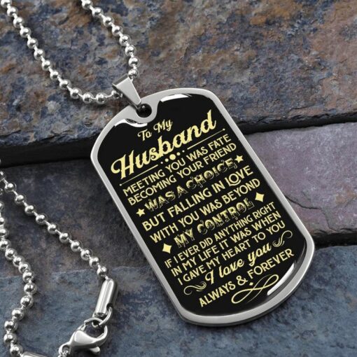 Couples dog tag necklace to my husband meeting you was fate becoming your friend, gift wedding anniversary