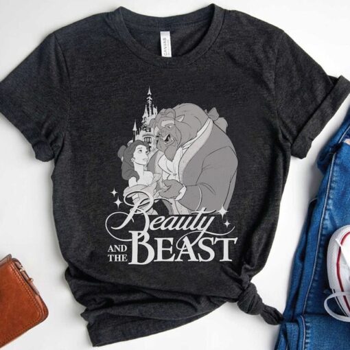 Retro 90s Beauty And The Beast Classic Title Logo Portrait Shirt, Magic Kingdom