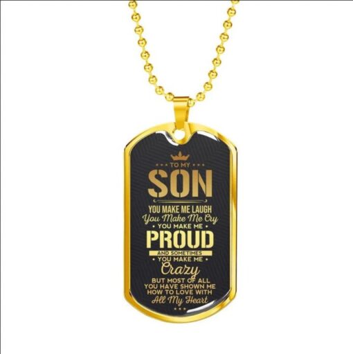 Crown star dog tag necklace to my son you make me laugh, you make me proud, how to love with all my heart