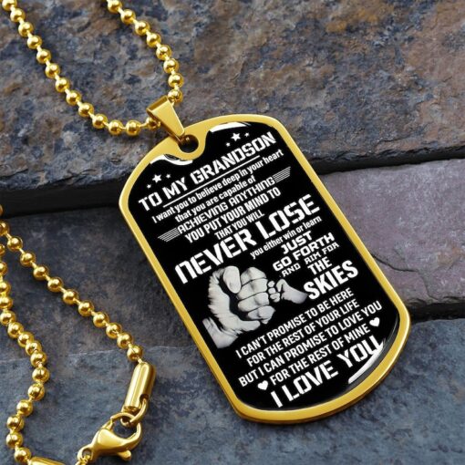 BESTSELLER To Grandson Dog Tag Necklace, Grandson Birthday from Grandpa, Personalized Grandson Dog Tag