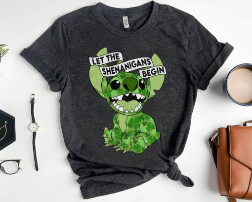 Cute Stitch St. Patrick's Day Stitch Shenanigans Irish Shamrock T-Shirt, Disney Happy Patrick's Day 2024 Tee