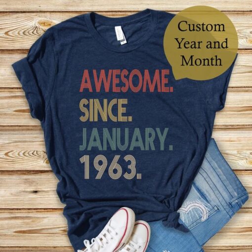 Awesome Since 1963 Shirt, 60th Birthday, 60th Birthday Gift, 60th Birthday Gift for Him, Personalized Birthday Tshirt