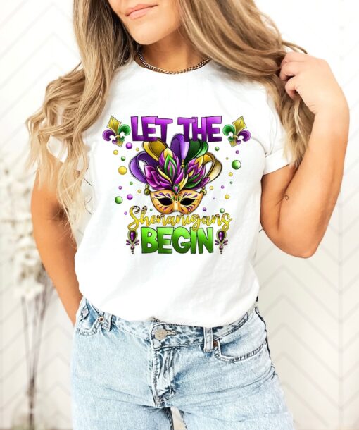 Let The Shenanigans Begin shirt, Mardi Gras shirt, Purple Green Gold mardi Gras ,Mardi Gras Celebration Shirt