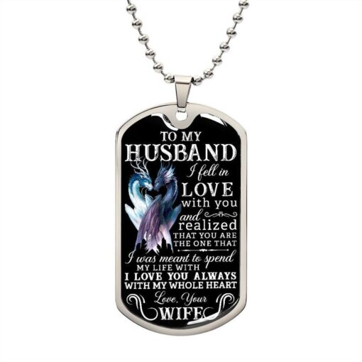 To Husband Personalized Dog Tag Necklace Gift, Twin Flame Gift, To Husband from Wife, Soulmate Dog Tag Necklace