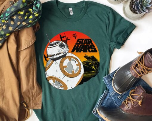 Star Wars Last Jedi Droid BB-8 Retro Sunset Rollabout Shirt