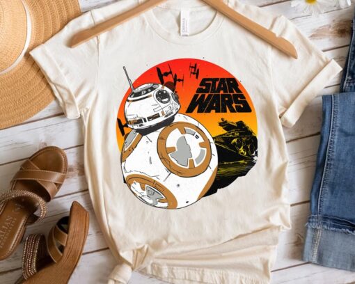 Star Wars Last Jedi Droid BB-8 Retro Sunset Rollabout Shirt