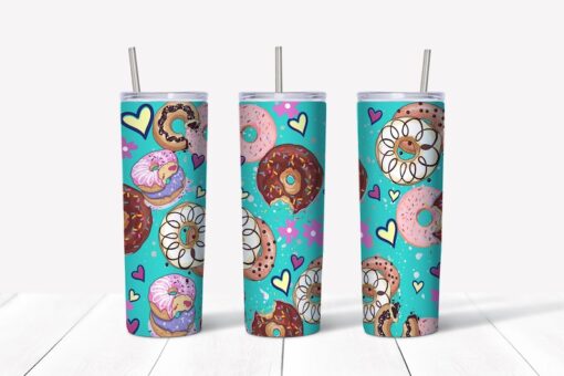 20 oz Skinny Tumbler, Super Fun Donuts Skinny Tumbler, Cute Donuts Skinny, Donuts Tumbler