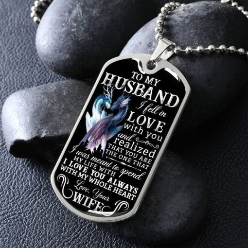 To Husband Personalized Dog Tag Necklace Gift, Twin Flame Gift, To Husband from Wife, Soulmate Dog Tag Necklace