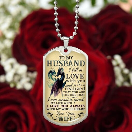 To Husband Personalized Dog Tag Necklace Gift, Twin Flame Gift, To Husband from Wife, Soulmate Dog Tag Necklace