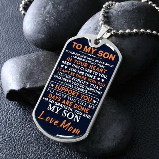 To My Son Dog Tag Necklace, Gift for Son, Dog Tag For Son, Son Gift from Mom, Military Dog Tag Necklace, Son Birthday