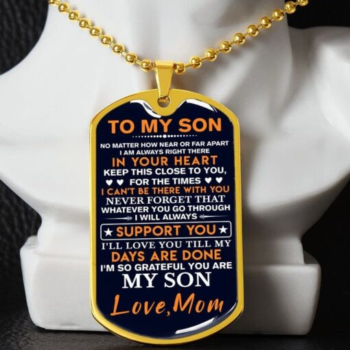 To My Son Dog Tag Necklace, Gift for Son, Dog Tag For Son, Son Gift from Mom, Military Dog Tag Necklace, Son Birthday