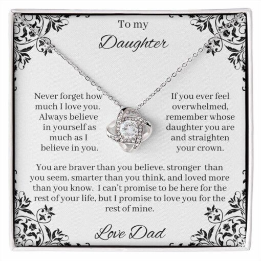 To My Daughter Love Knot Necklace From Dad, Daughter Gift, Daughter Necklace, Love Knot Necklace, 14k Sentimental Gift