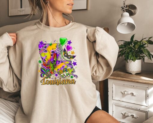 Mardi Gras Shirts For Woman, Saints Shirt, Fat Tuesday Shirts, Flower de luce Shirts, Louisiana Sweatshirts