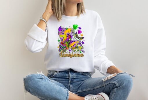 Mardi Gras Shirts For Woman, Saints Shirt, Fat Tuesday Shirts, Flower de luce Shirts, Louisiana Sweatshirts