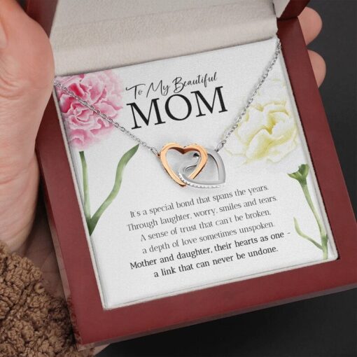 To My Mom For Hearts As One Eternal Hope Necklace, Meaningful Gift From Daughter, Birthday Mom Gift