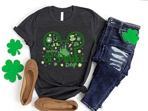 Disney Ears St Patrick's Day Shirt,Happy St. Patrick's Day Kids Shirt,Minnie Mickey Ear St. Paddys Tee