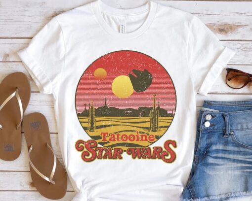 Star Wars Tatooine Planet Striped Retro Distressed Circle Portrait Shirt