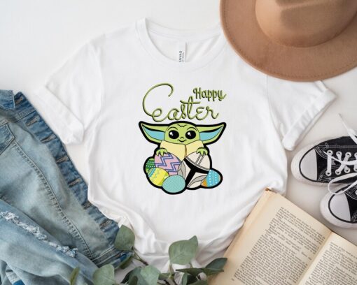 Star Wars Baby Yoda Happy Easter Shirt, Baby Yoda Easter Eggs Shirt Hoodie Sweatshirt, Baby Yoda Shirt