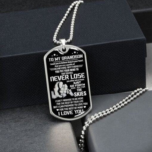 BESTSELLER To Grandson Dog Tag Necklace, Grandson Birthday from Grandpa, Personalized Grandson Dog Tag