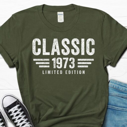 Classic 1973 Shirt, 50th Birthday Gift, Born in 1973 Vintage Men's Shirt, Car Lover Tee, Mechanic Gift For Men