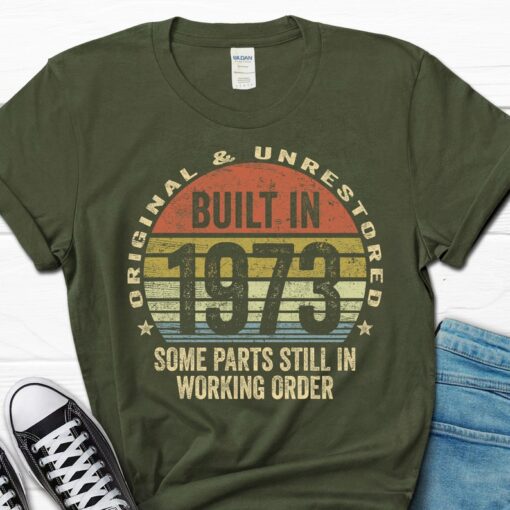 Built In 1973 Retro Shirt, 50th Birthday T-shirt for Him, 50th B-day Men's Gifts, Vintage 1973 Tee