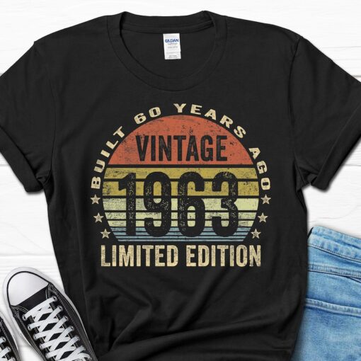 Built 60 Years Ago Vintage 1963 Shirt, 60th Birthday Gift for Him, Retro T-shirt Men's Gifts, 60 Years Birthday Gift