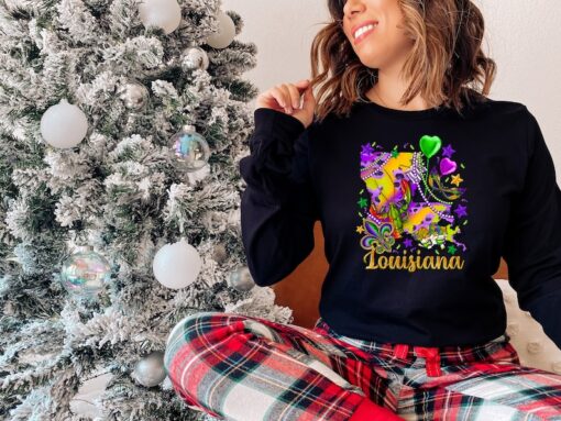 Mardi Gras Shirts For Woman, Saints Shirt, Fat Tuesday Shirts, Flower de luce Shirts, Louisiana Sweatshirts