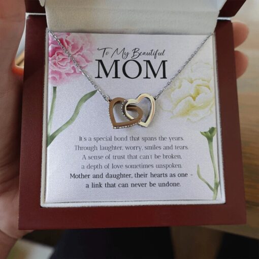 To My Mom For Hearts As One Eternal Hope Necklace, Meaningful Gift From Daughter, Birthday Mom Gift