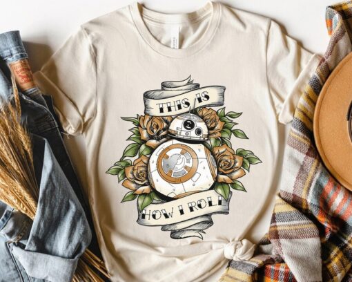 Star Wars BB-8 Tattoo Style How I Roll Retro Shirt