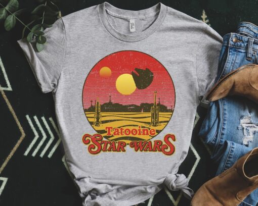 Star Wars Tatooine Planet Striped Retro Distressed Circle Portrait Shirt