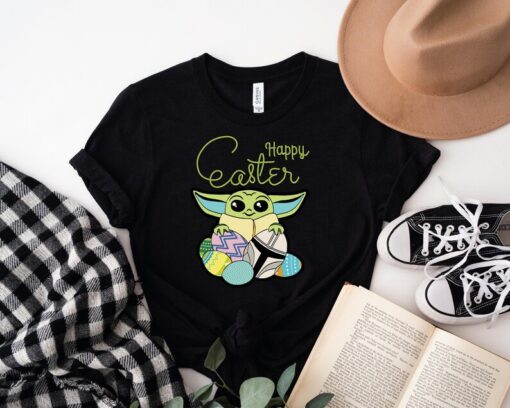 Star Wars Baby Yoda Happy Easter Shirt, Baby Yoda Easter Eggs Shirt Hoodie Sweatshirt, Baby Yoda Shirt