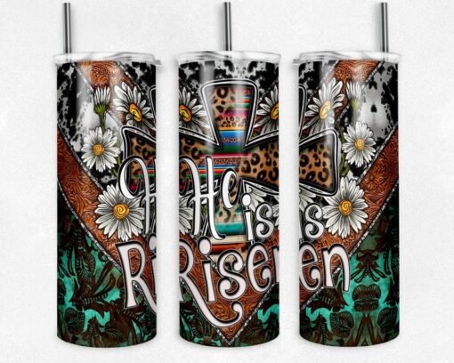 He Is Risen Easter Tumbler, Resurrection Sunday Tumbler, Christian Faith Tumbler: "He Is Risen" Easter Gift