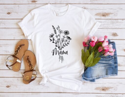 Wildflower Bouquet Mama Shirt, Floral Shirt, Mother's Day Shirt, Gift for New Mom, Best Mother's Day Gift,Mama Shirt