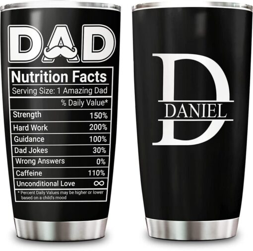 Personalized Initials Tumbler, Dad Nutrition Facts Tumbler, Gift for Dad, Promoted To Daddy Tumbler, New Dad Tumbler