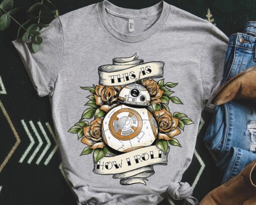 Star Wars BB-8 Tattoo Style How I Roll Retro Shirt