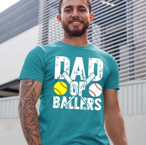 Dad of Ballers Funny T-shirt - Fathers day Shirt - Baseball Softball Dad - Sports Shirt