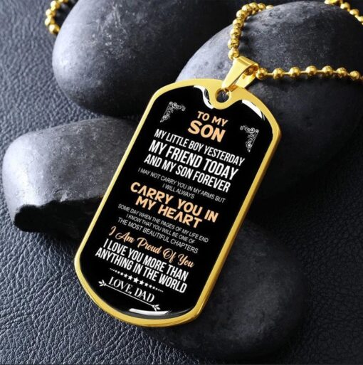 Family star dog tag necklace to my son always carry you in my heart i am proud of you love dad anniversary graduation gi