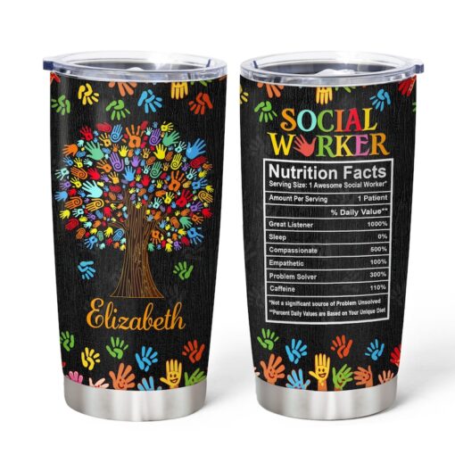 Personalized Social Worker Nutrition Fact Tumbler 20oz, Appreciation Gifts