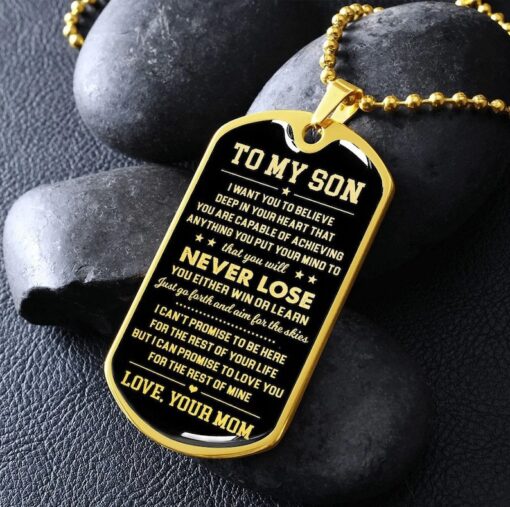 Family star dog tag necklace to my son, you to believe deep in your heart, that you will never lose, love your mom