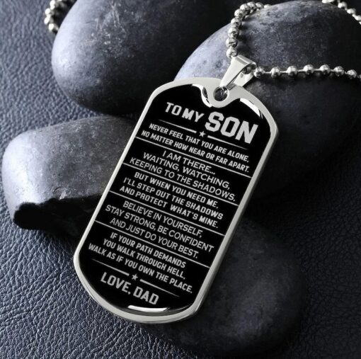 Family star dog tag necklace to my son believe in yourself, stay strong be confident and just do your best, love dad