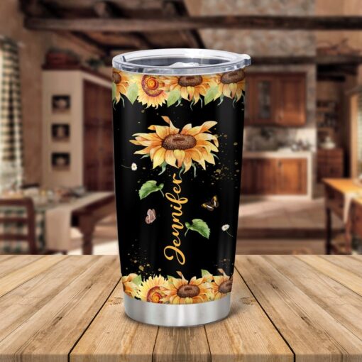 Personalized Sunflower Tumbler Your Are Beautiful Victorious Christian, Inspirational Gifts