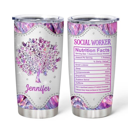 Personalized Social Worker Nutrition Fact Tumbler